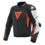 Dainese Super Speed 4 Leather Jacket Perforated Matte Black/White/Fluorescent Red Size - 44