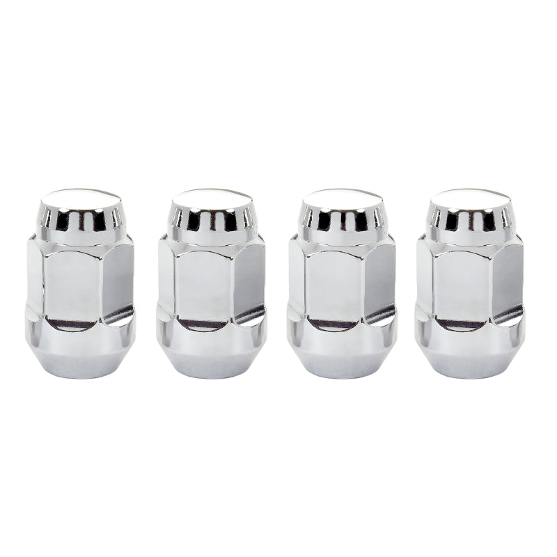 McGard Hex Lug Nut (Cone Seat Bulge Style) M12X1.5 / 3/4 Hex / 1.45in. Length (4-Pack) - Chrome