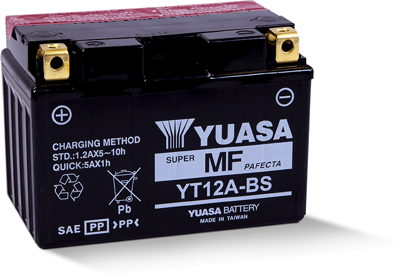 Yuasa YT12A-BS Maintenance Free AGM 12-Volt Battery w/Bottle