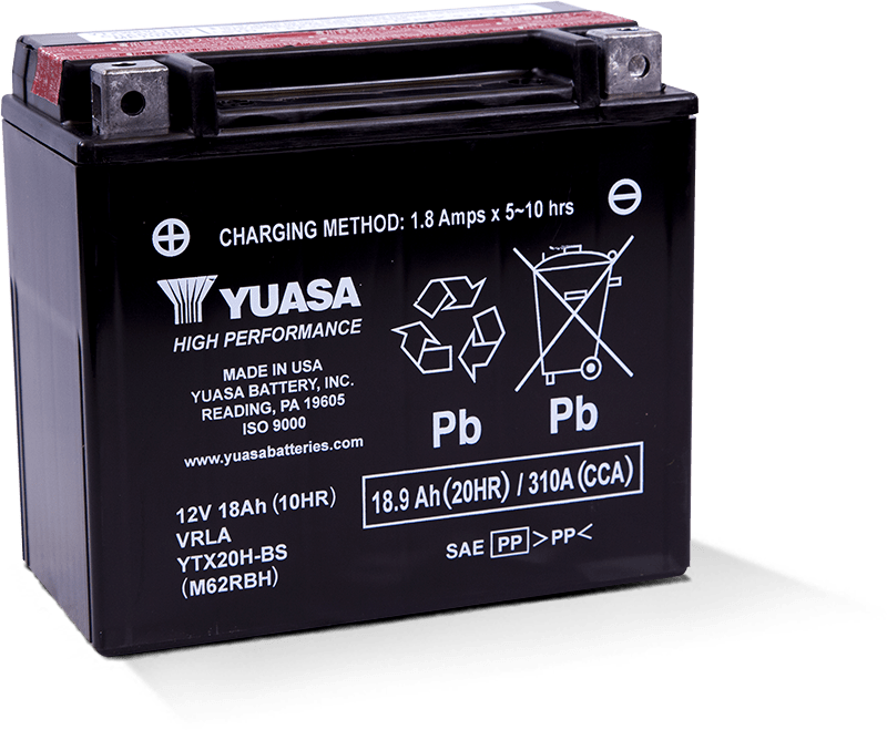 Yuasa YTX20H-BS High Performance AGM 12-Volt Battery w/Bottle