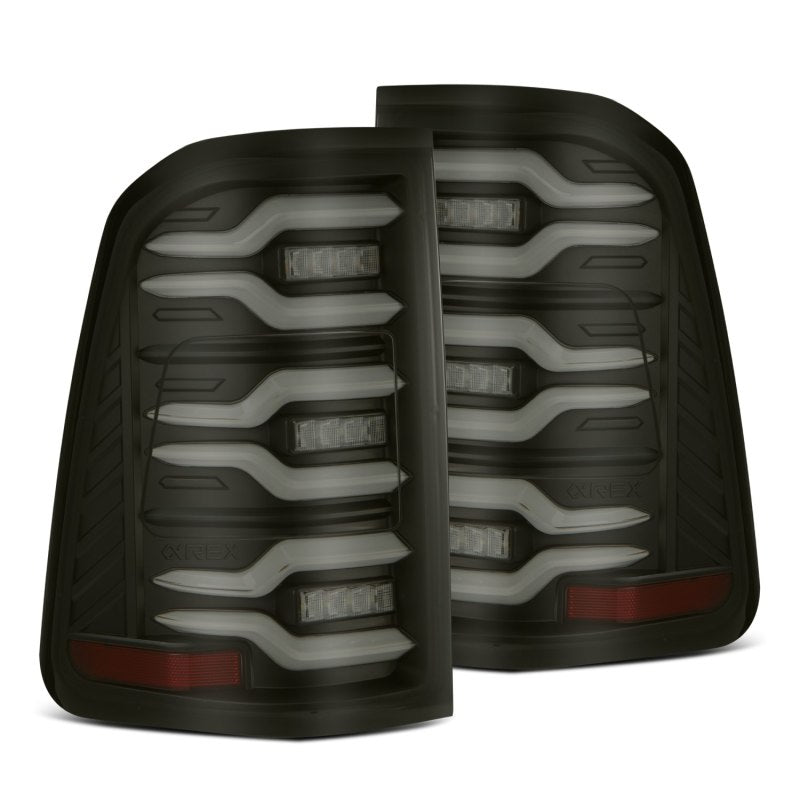 AlphaRex 19-21 Dodge Ram 1500 Luxx-Series LED Tail Lights Black w/Activ Light/Seq Signal