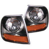 ANZO Corner Lights 1997-2003 Ford F-150 HARLEY DAVIDSON Style Corner Lights Black w/ Amber Reflector