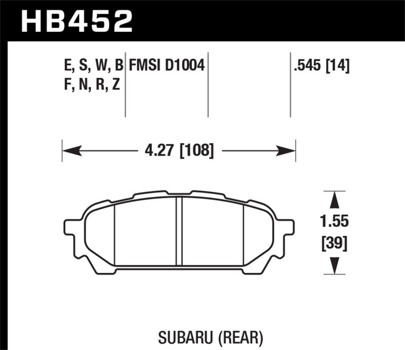 Hawk 03-05 WRX D1004 HPS Street Rear Brake Pads