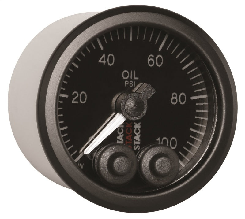 Autometer Stack Instruments Pro Control 52mm 0-100 PSI Oil Pressure Gauge - Black (1/8in NPTF Male)