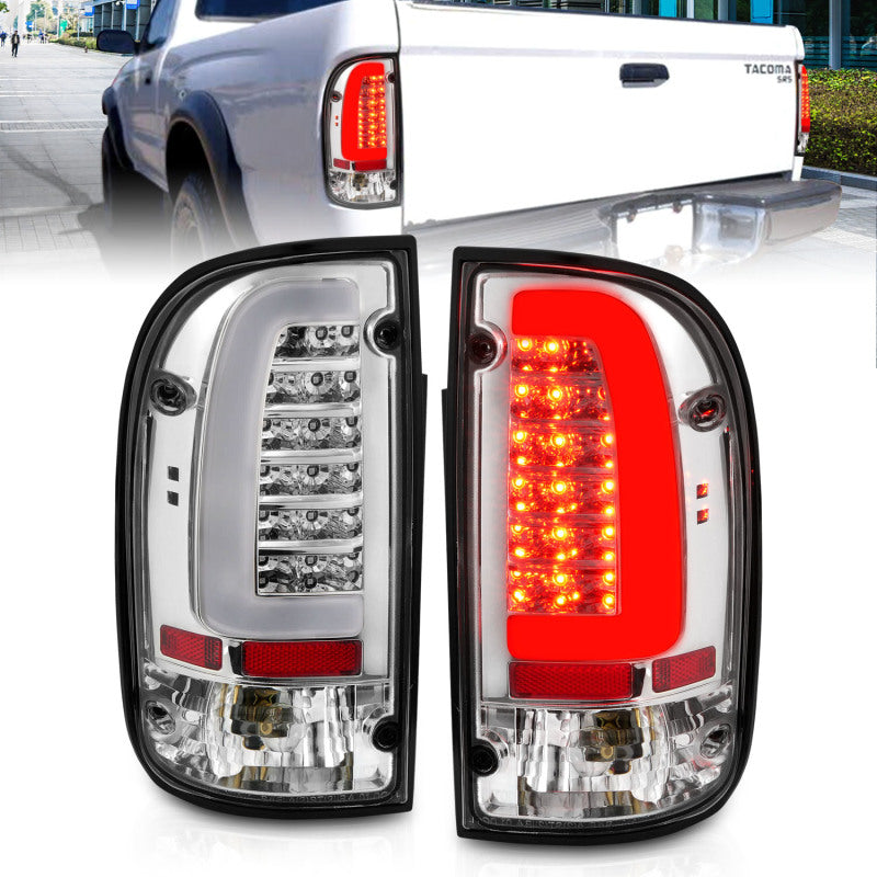 ANZO 95-00 Toyota Tacoma LED Taillights Chrome Housing Clear Lens (Pair)