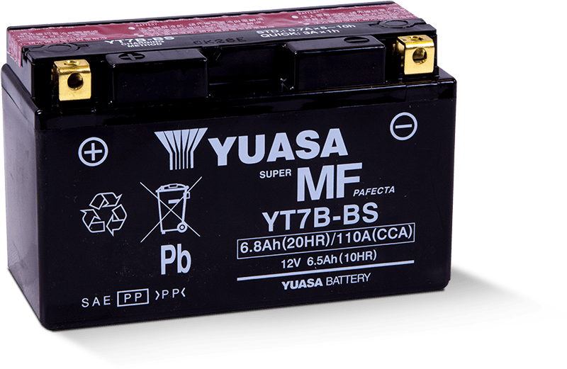 Yuasa YT7B-BS Maintenance Free AGM 12-Volt Battery w/Bottle