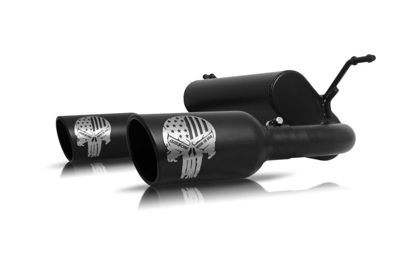 Gibson 18-22 Jeep Wrangler Sport 3.6L 2.5in Patriot Skull Series Cat-Back Dual Exhaust - Blk Ceramic