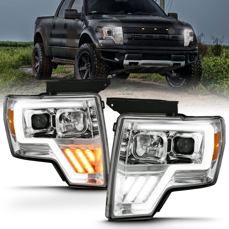 ANZO 2009-2013 Ford F-150 Projector Light Bar G4 Switchback H.L. Chrome Amber