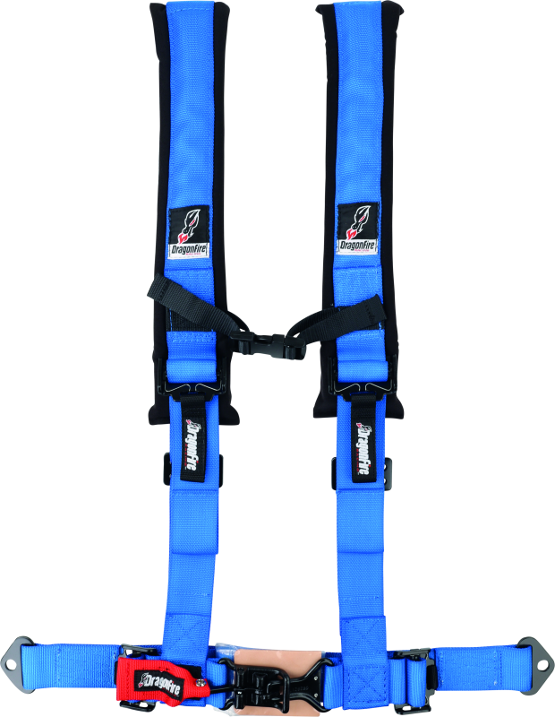 DragonFire Racing Harness- H-Style- 4-Point- 2in Buckle- Blue