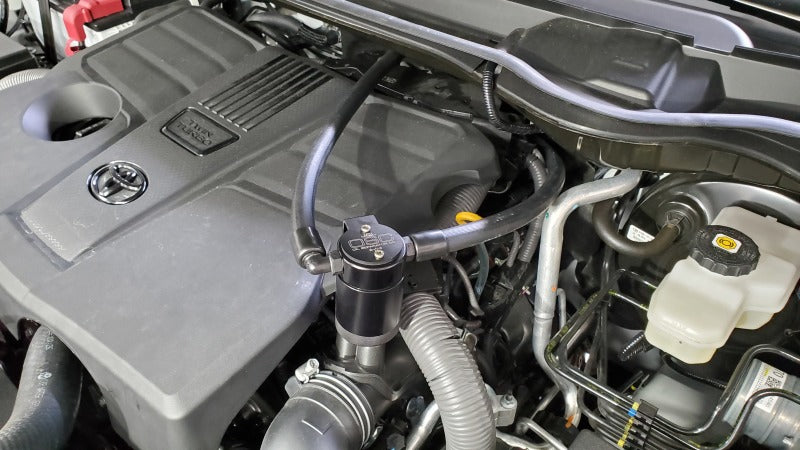 J&amp;L 22-25 Toyota Tundra, 23-25 Sequoia 3.5L Turbo Oil Separator 3.0 Driver Side - Black Anodized