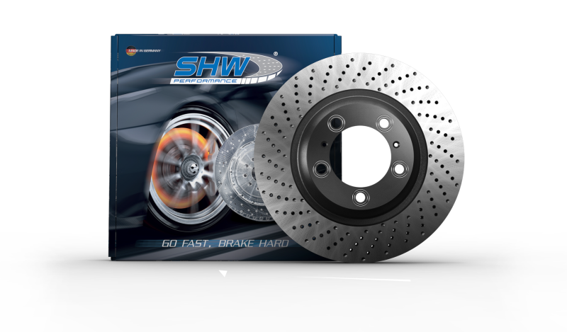 SHW 13-16 Porsche Boxster 2.7L w/o Ceramics Right Front Drilled-Dimpled MB Brake Rotor (98135140201)