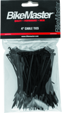 BikeMaster 4in Cable Ties (Pack of 100) - Black